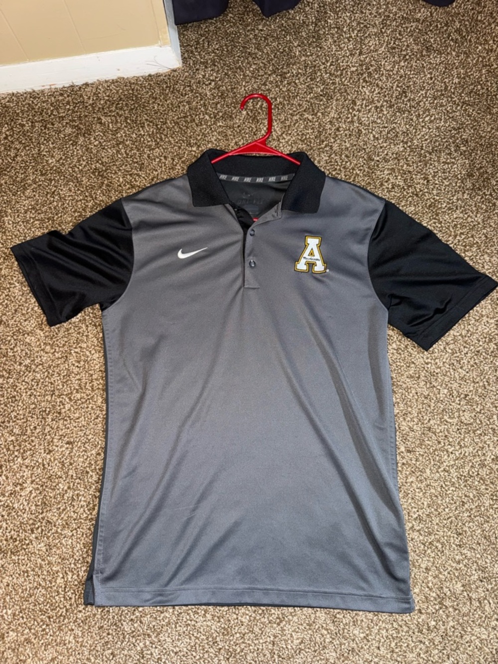 Nike Dri-FIT App State Polo Shirt - Men’s Small - Black Gray Embroidered